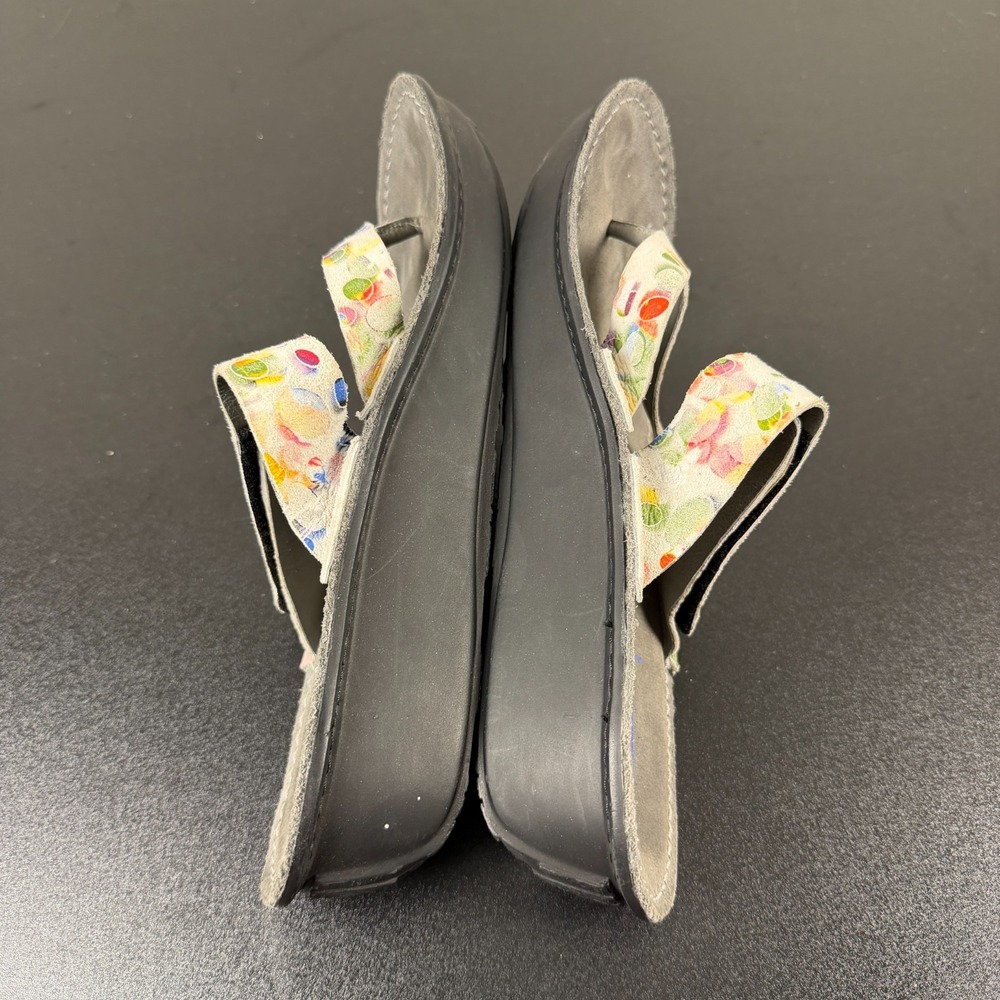 Wolky Sandals Womens 9/40 Multicolor Floral Leather Wedge Slide Thongs Casual - Picture 8 of 16